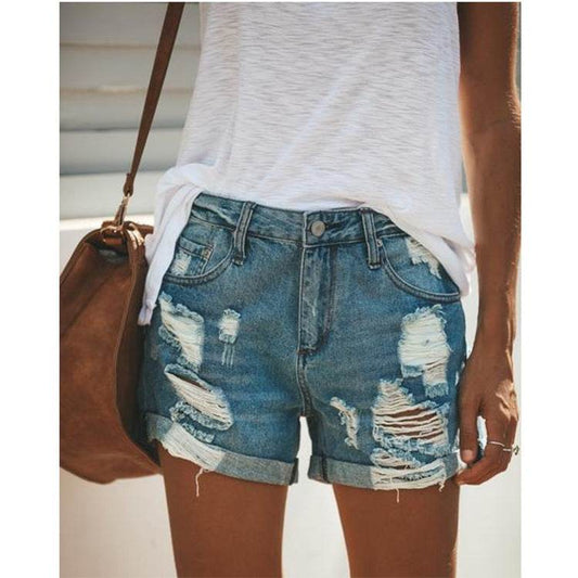 Women denim shorts ripped - Mubimart