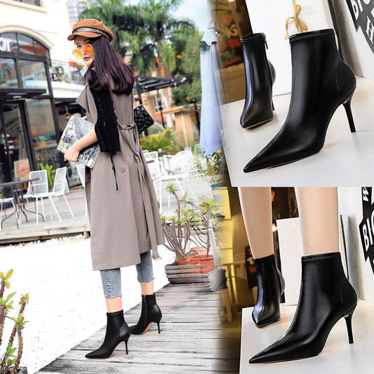 Thin booties and nude boots - Mubimart
