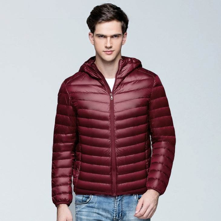 Autumn and winter new men's down jacket large size casual short paragraph collar thin men's down jacket - Mubimart