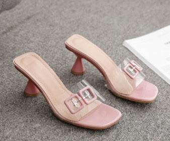 Crystal Metal Decoration Slides Slippers - Mubimart