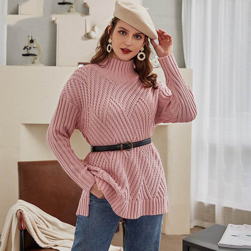 Turtleneck long sweater - Mubimart