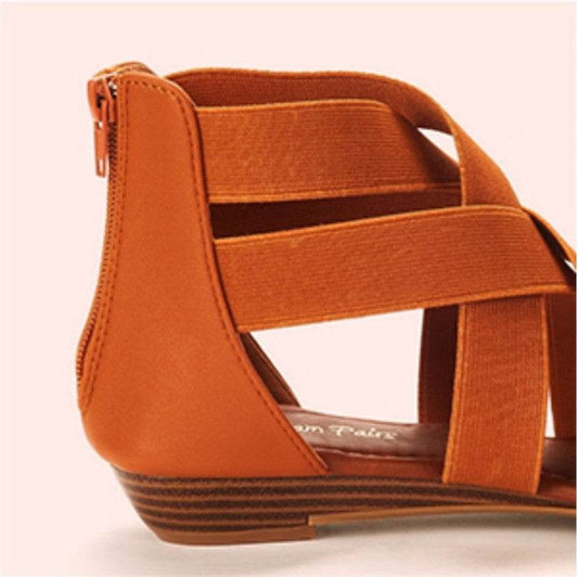 Cross Strap Wedge Sandals - Mubimart
