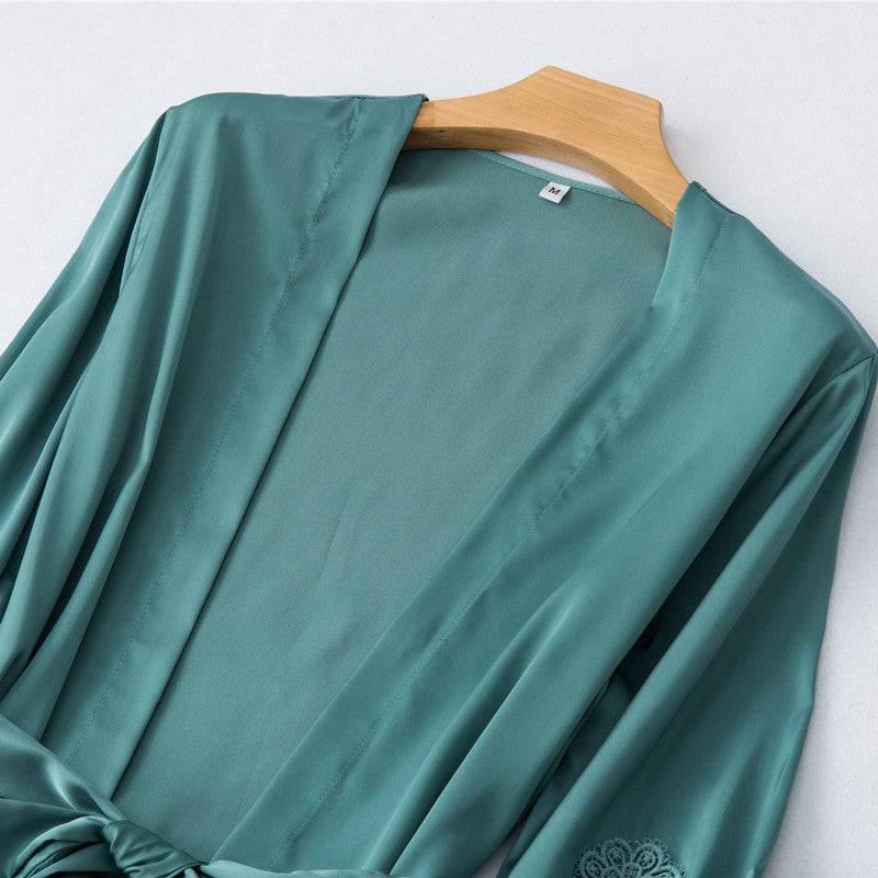 Nightgown with floral sleeves - Mubimart