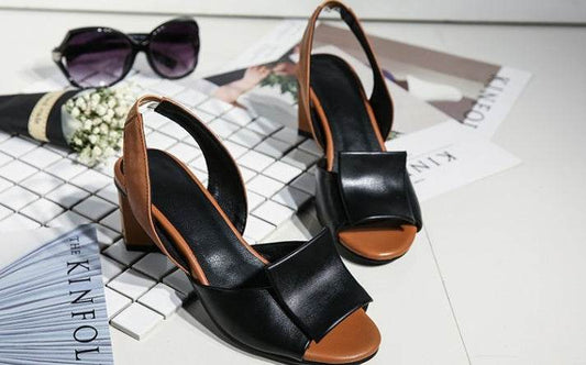 Fish Mouth Block Heel Women Sandals - Mubimart
