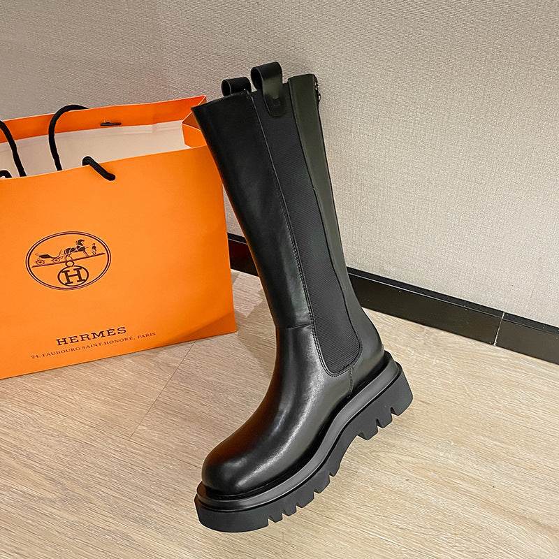 Chimney Boots Rear Zip Tall Boots Martin Boots - Mubimart