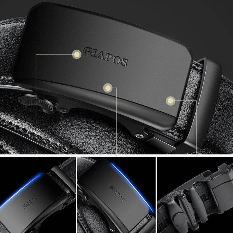 Automatic belt buckle real belt - Mubimart
