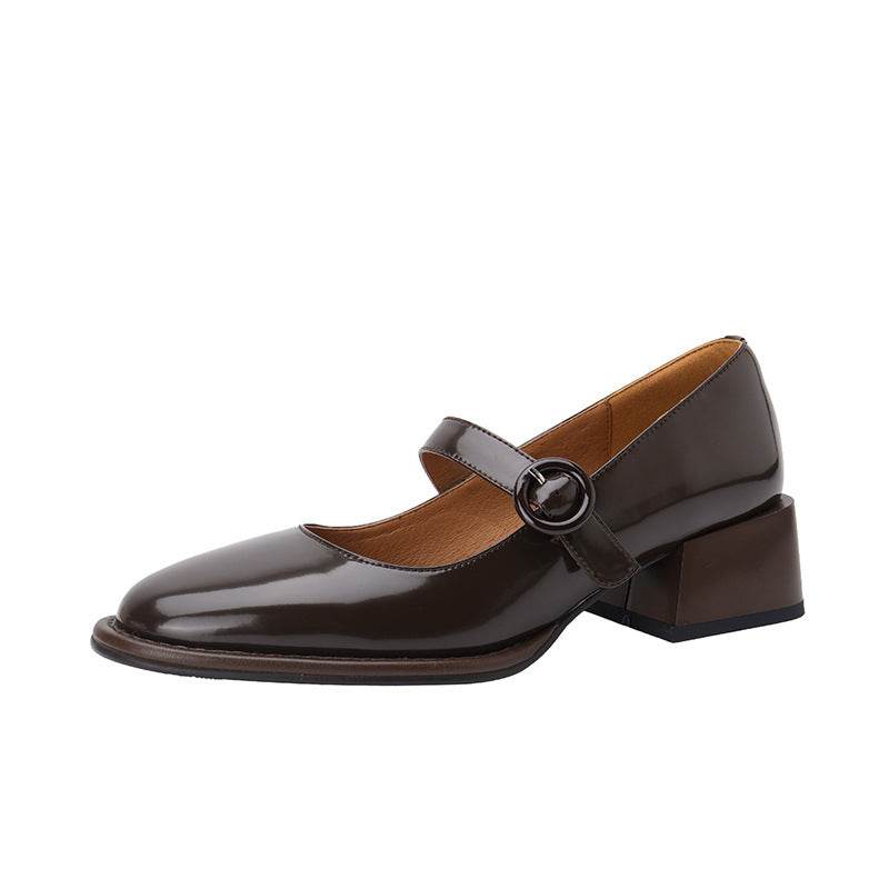 Renaissance Full Leather Mary Jane Shoes - Mubimart