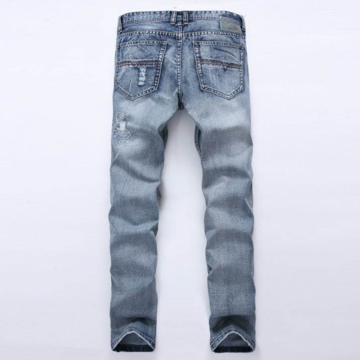 MCCKLE Fashion Brand Designer Mens Ripped Jeans Pants Light Blue Slim Fit Distressed Denim Joggers Male Plus Size Jean Trousers - Mubimart