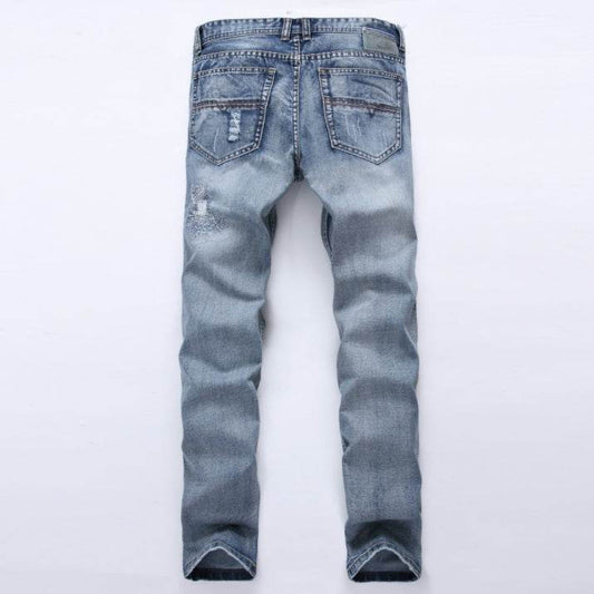 MCCKLE Fashion Brand Designer Mens Ripped Jeans Pants Light Blue Slim Fit Distressed Denim Joggers Male Plus Size Jean Trousers - Mubimart