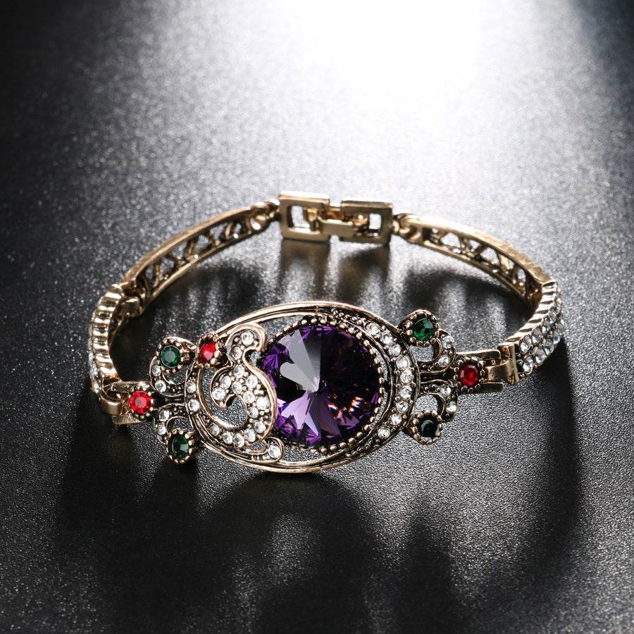Vintage crystal gemstone exquisite ladies bracelet bracelet - Mubimart