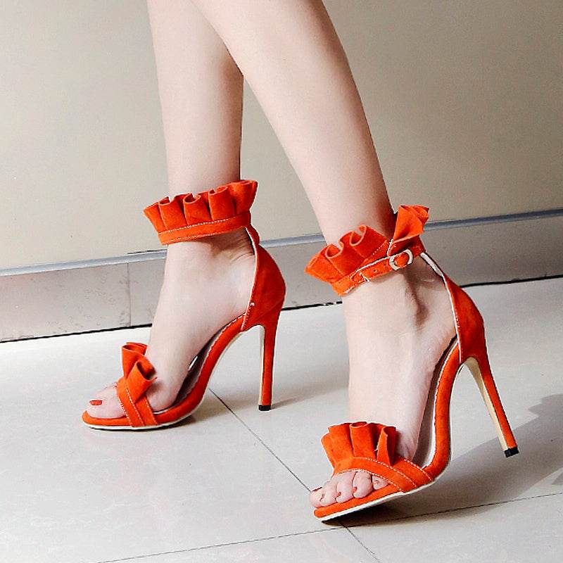 Casual pleated lace stiletto heels - Mubimart
