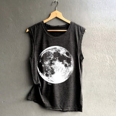 Women girl moon erath tank top - Mubimart -  