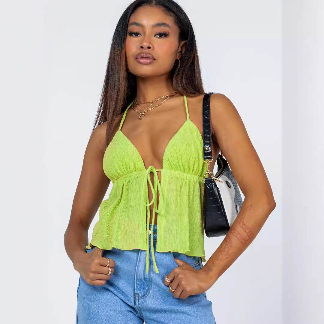 Women's Vest Camisole Sexy Lace-up Drawstring Camisole - Mubimart