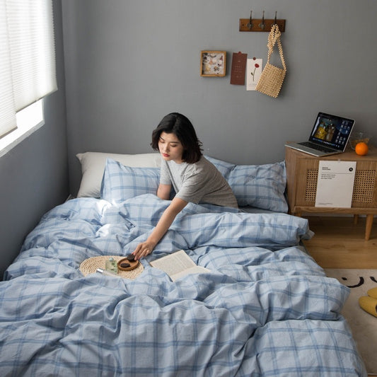 Simple check sheet duvet cover
