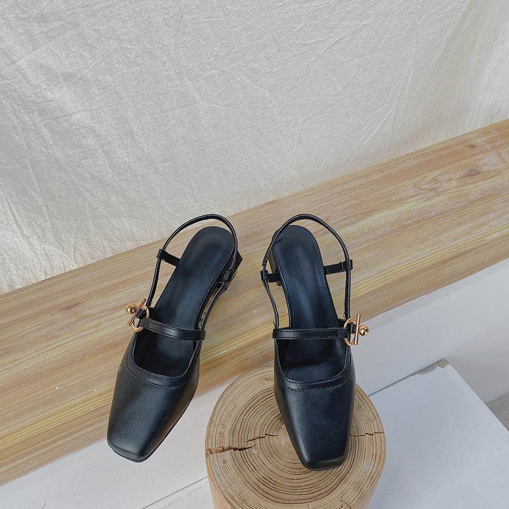 Block heel retro sandals - Mubimart