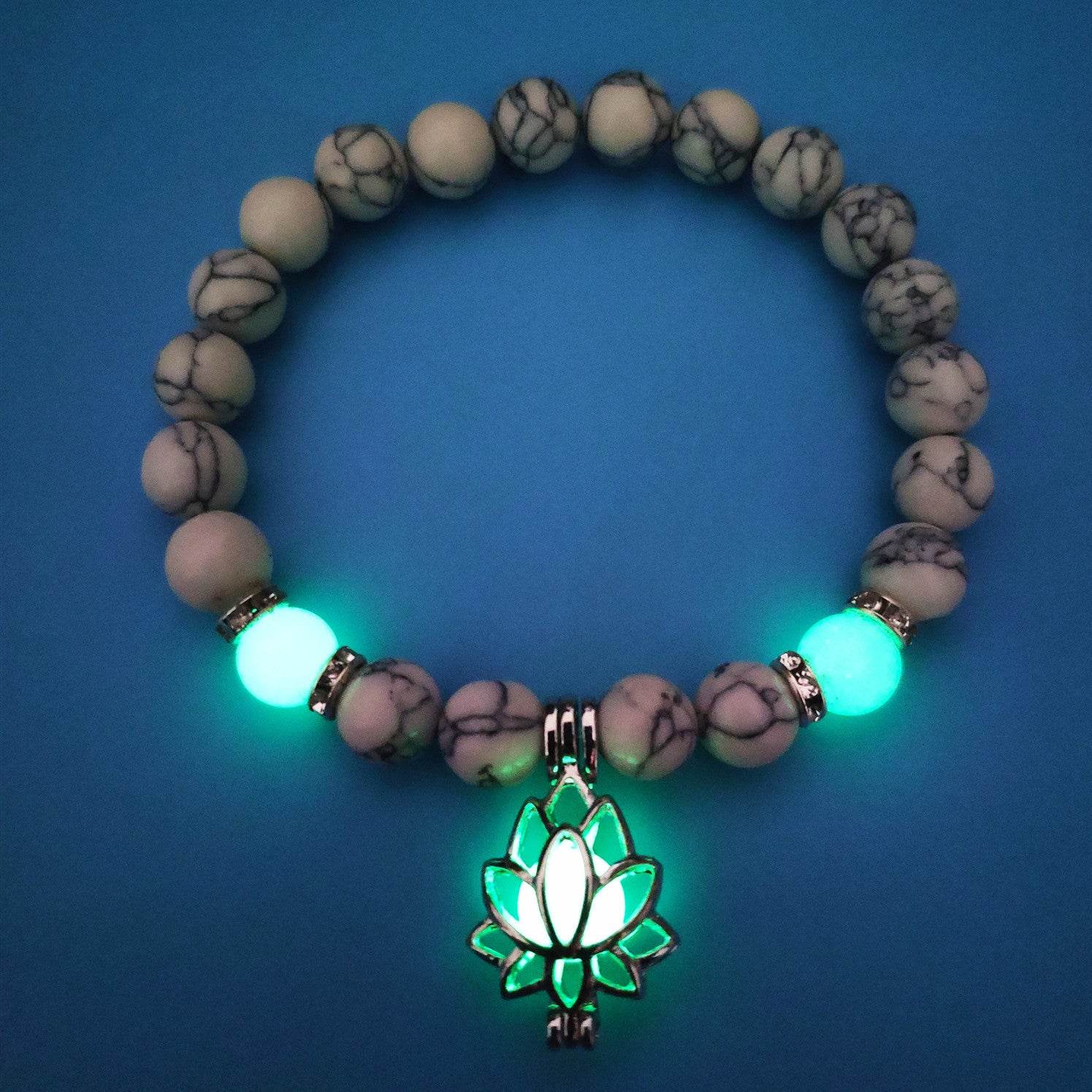 Energy Luminous Lotus Natural Stone Bracelet Yoga Healing Luminous Glow In The Dark Charm Beads Bracelet For Men Women Prayer Buddhism - Mubimart