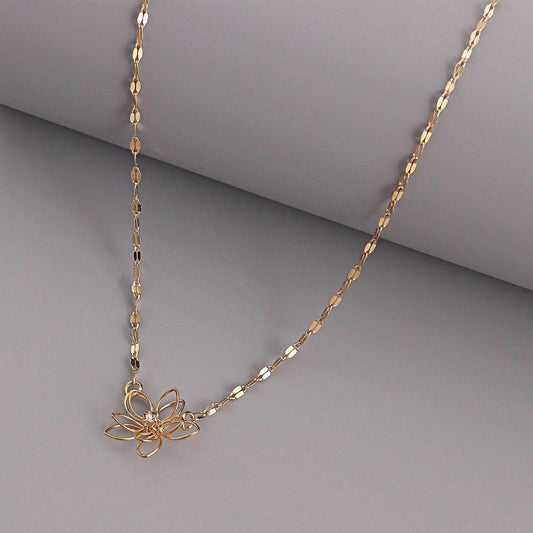 Simple Clavicle Chain Hollow Lotus Necklace Women - Mubimart