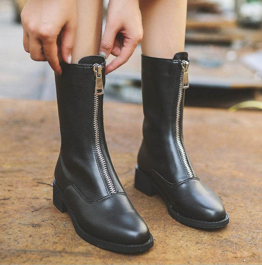 Front zipper booties - Mubimart