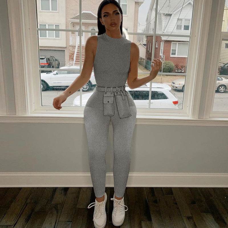 Sleeveless fitness sports jumpsuit women - Mubimart