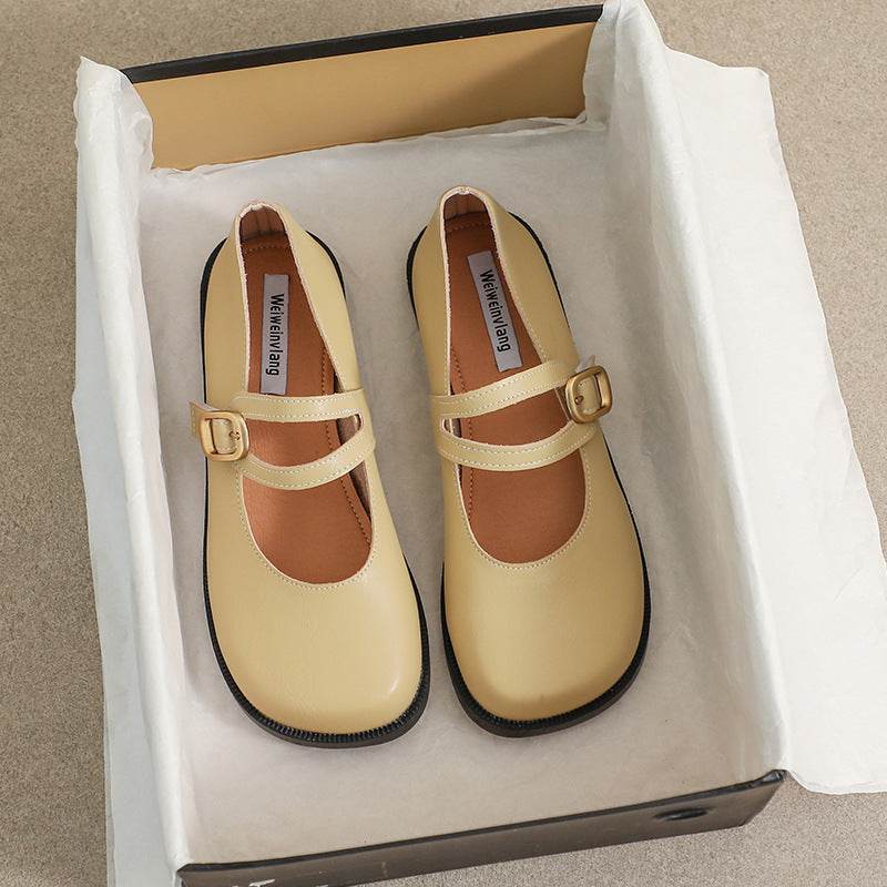 Women's Casual Mary Jane French Flat Shoes - Mubimart