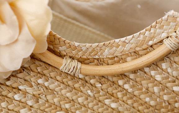 Straw bag beach bag handbag - Mubimart