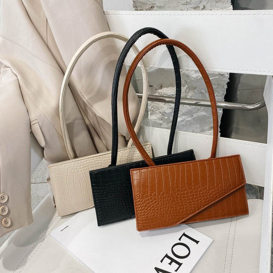 One shoulder messenger stone pattern small square bag - Mubimart