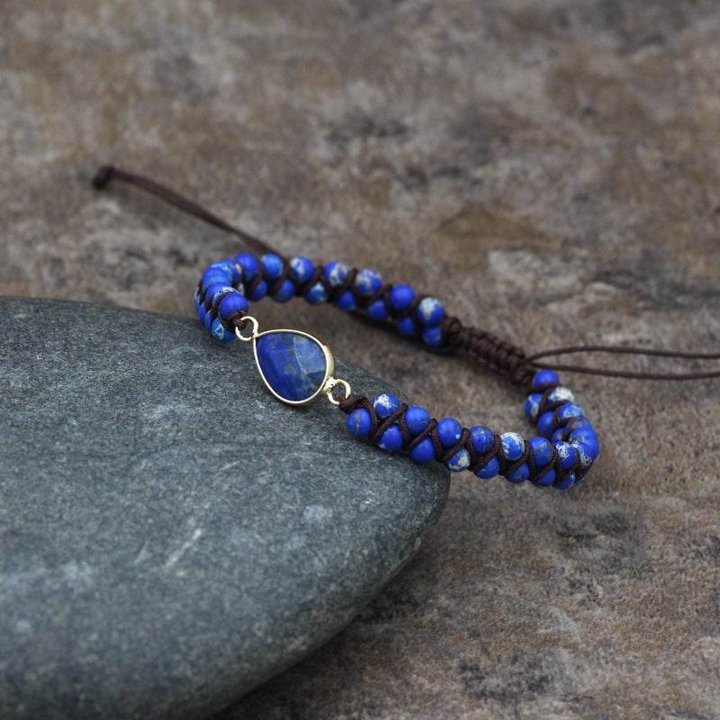 Natural Stone Bracelet for Women Round Crystal Bracelet Bangle Double Beads Yoga Bracelet - Mubimart