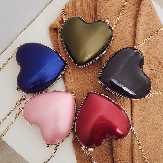 Mini Cross Body Chain Shoulder Heart Satchel - Mubimart