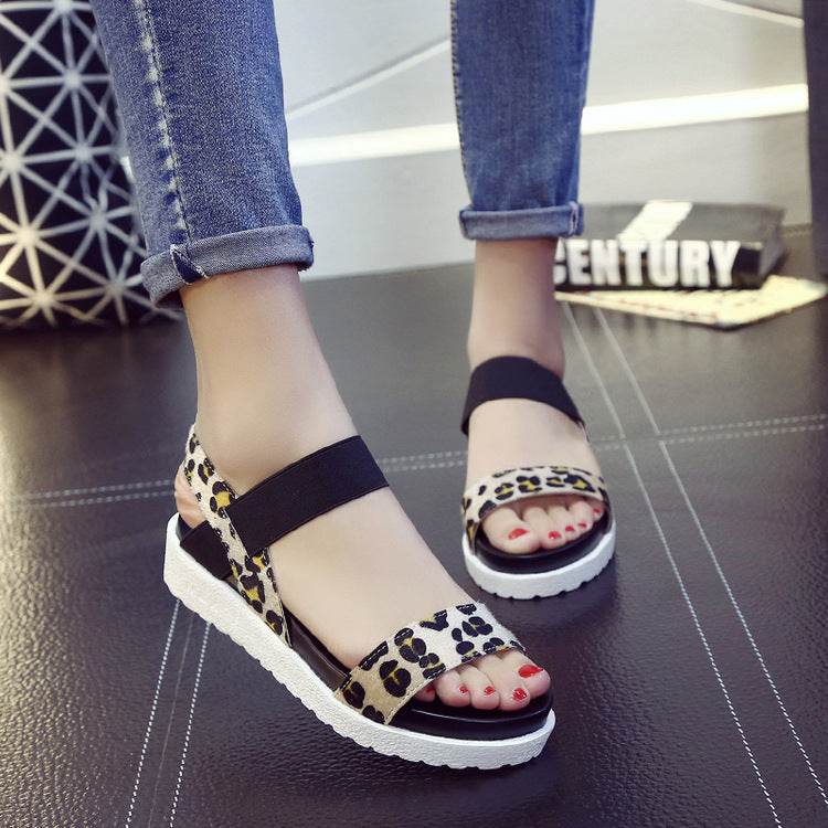 Elastic wedge sandals - Mubimart