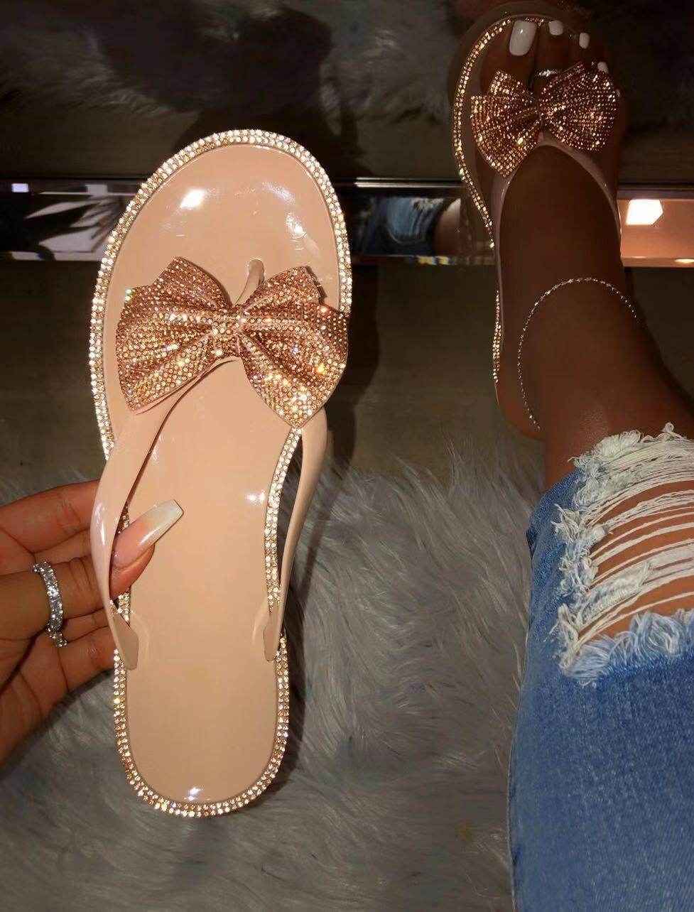 Diamond flat sandals - Mubimart