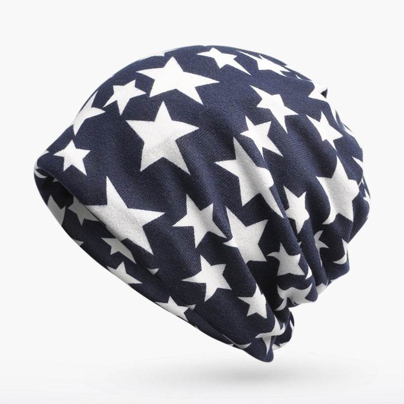 3 in 1 Ring Scarf For Women Men Beanies Hats With Pentagram Pattern Double Layer Hip Hop Hedging Cap Lining With Velvet - Mubimart