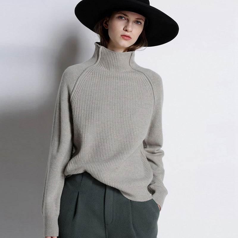 Turtleneck Cardigan Women's Loose Sweater Lazy Style Large Size Sweater - Mubimart