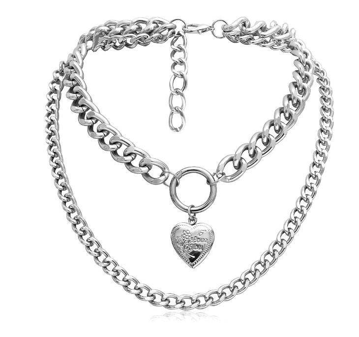 Metal Heart Choker Necklace For Women - Mubimart
