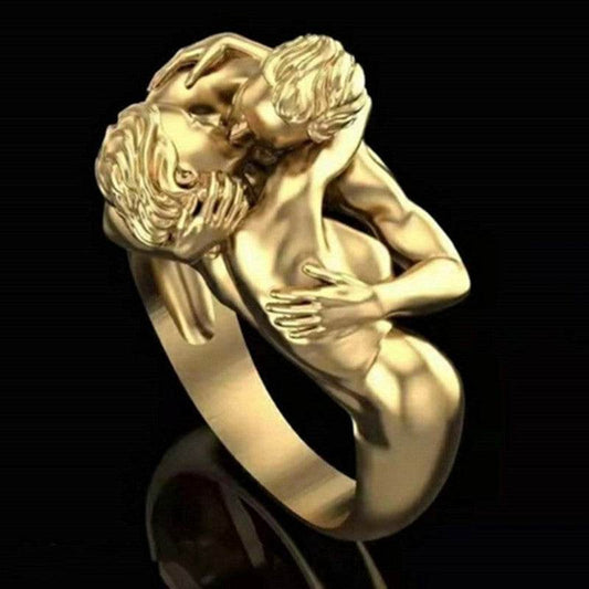 Golden Men And Women Love Art Ring Ring New - Mubimart