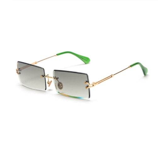 Rimless Rectangle Sunglasses Square Fashion Hip-hop Sunglasses Tide Ins Retro Street Beat Cut Edge Sunglasses - Mubimart