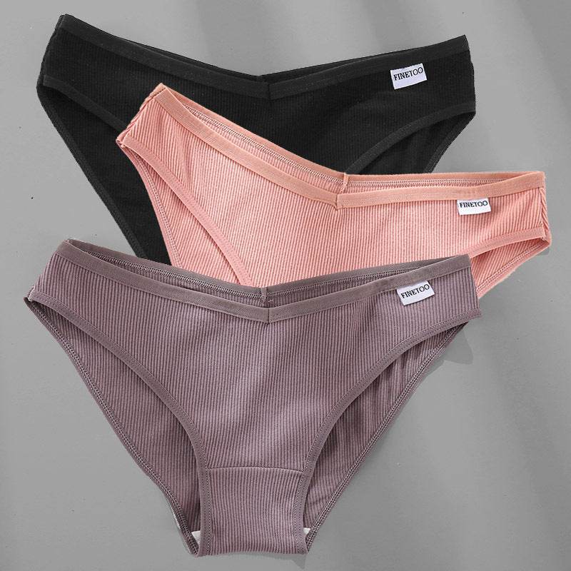 3PCS M-4XL Cotton Panties Female Underwear Sexy Women Briefs - Mubimart