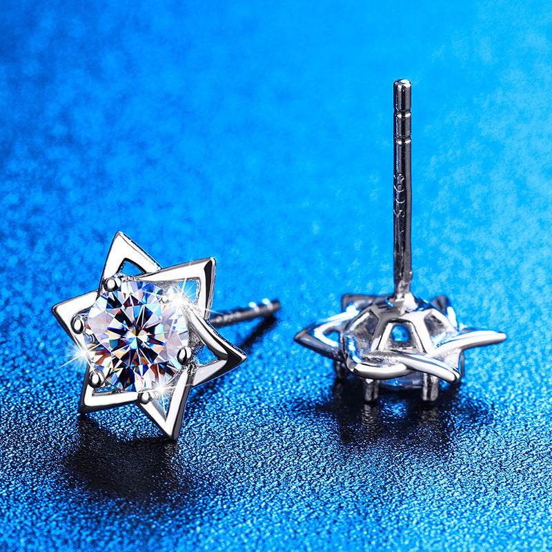 Fashion Hexagram Stud Earrings Women - Mubimart