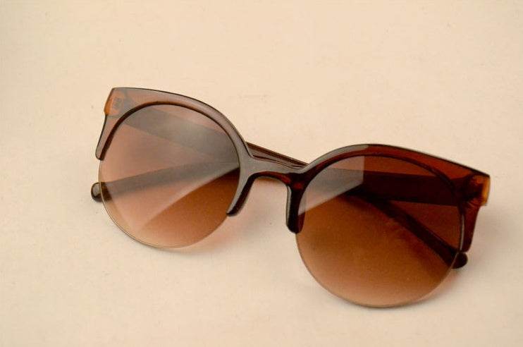 Half Frame Cat Eye Retro Sunglasses - Mubimart