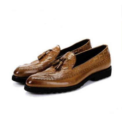 Men's dress shoes tassels Brock carved shoes - Mubimart