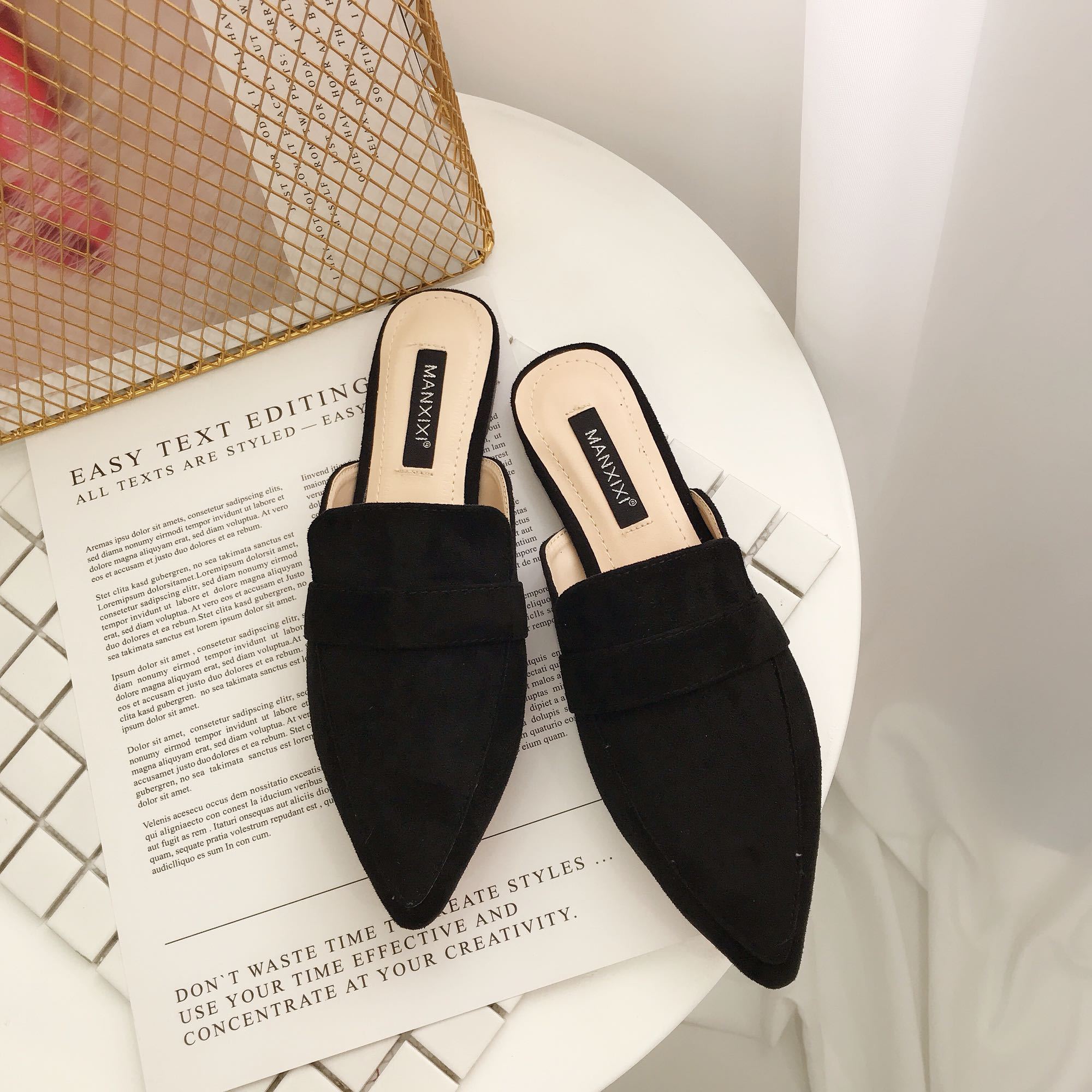 Pointed-toe baotou mules shoes cool half drag