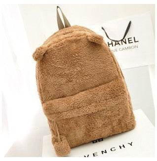Cute plush bear backpack women - Mubimart