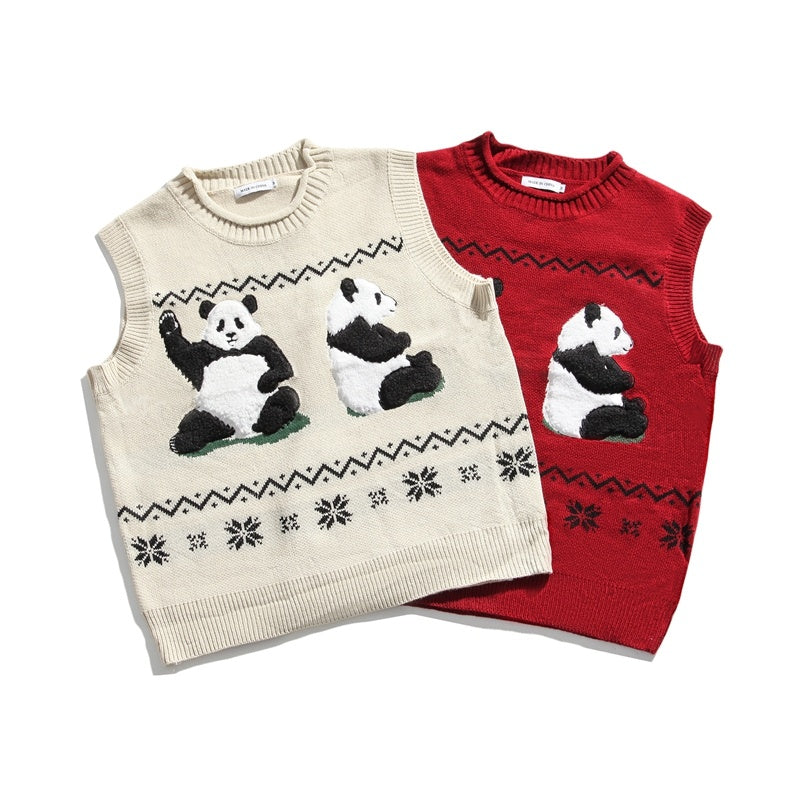 Cartoon panda trui vest 