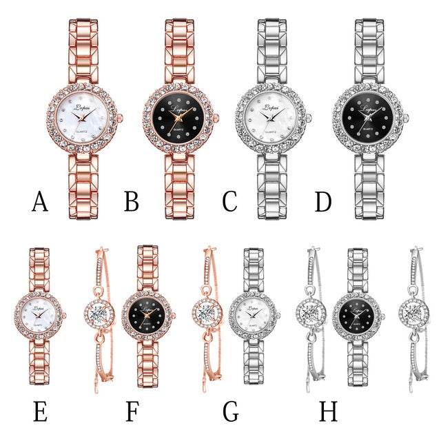 Watches-Set Bangle Clock Bracelet Wrist-Watch Quartz Women Fashion Ladies Brand Luxury - Mubimart