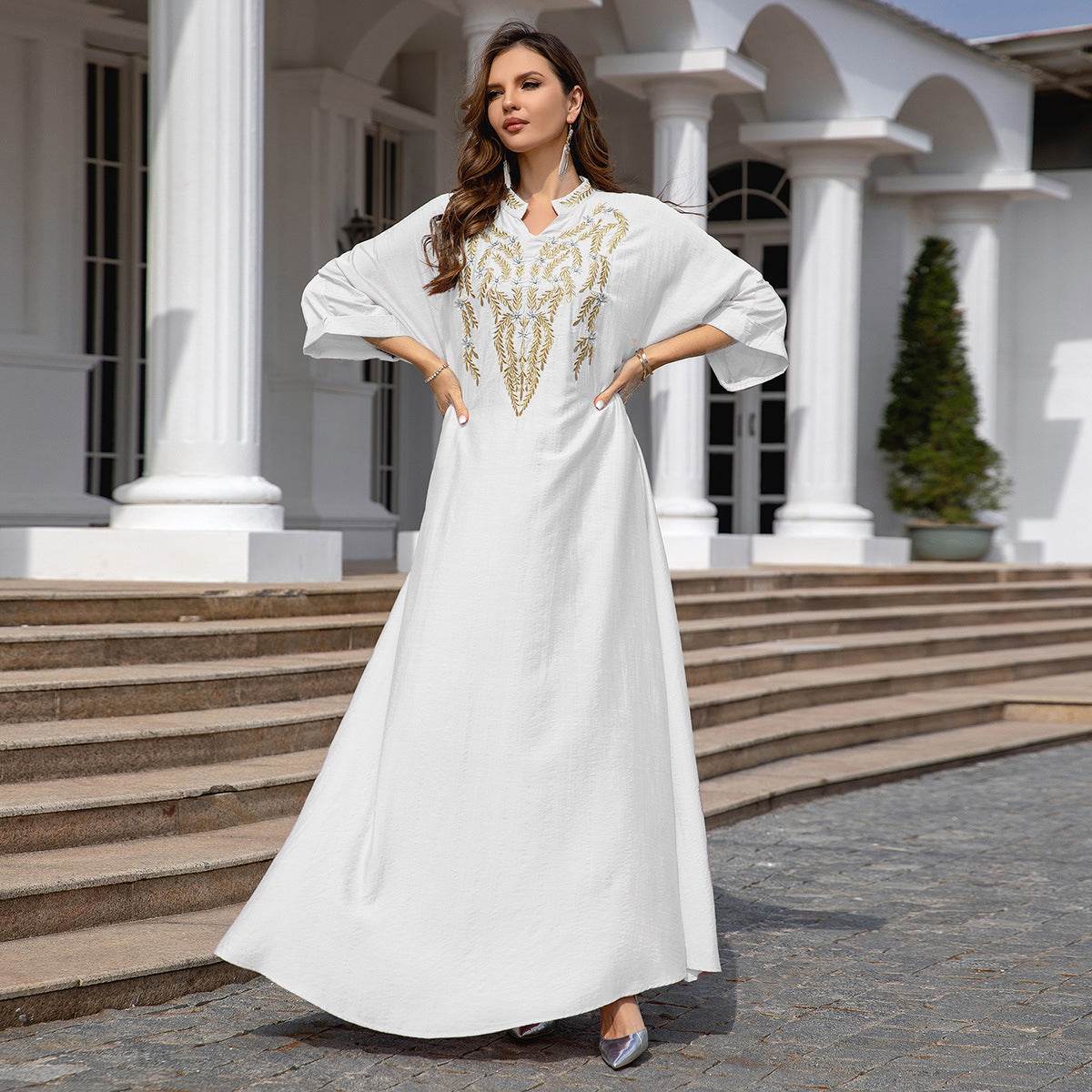 Muslim Women Embroidered Robe Dress - Mubimart