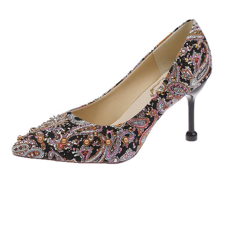 Rivet heels cat heels - Mubimart