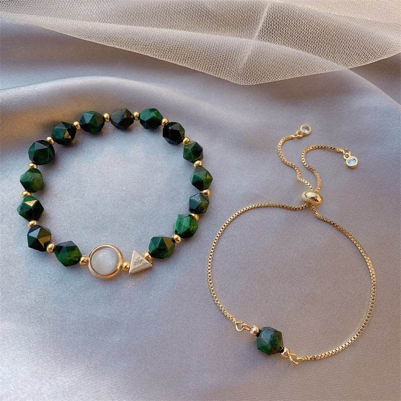 Light luxury green gemstone bracelet - Mubimart