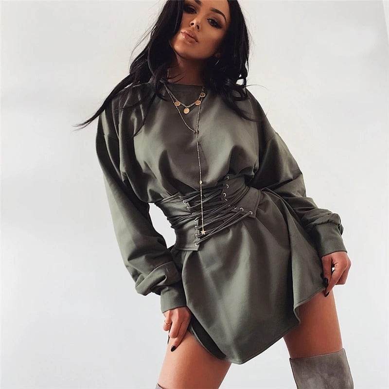 Long sleeve tunic dress - Mubimart