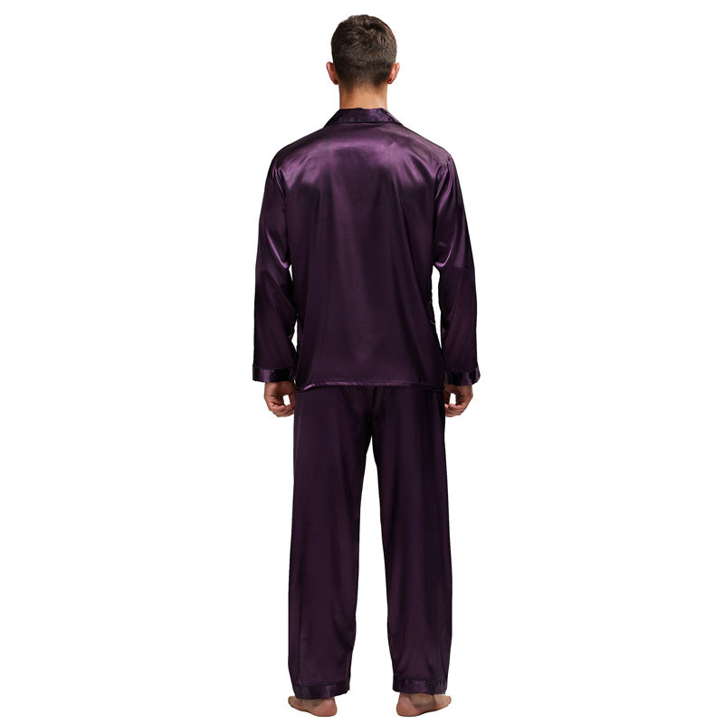 Men's Stain Silk Pajama Set Men Pajamas Silk - Mubimart -  