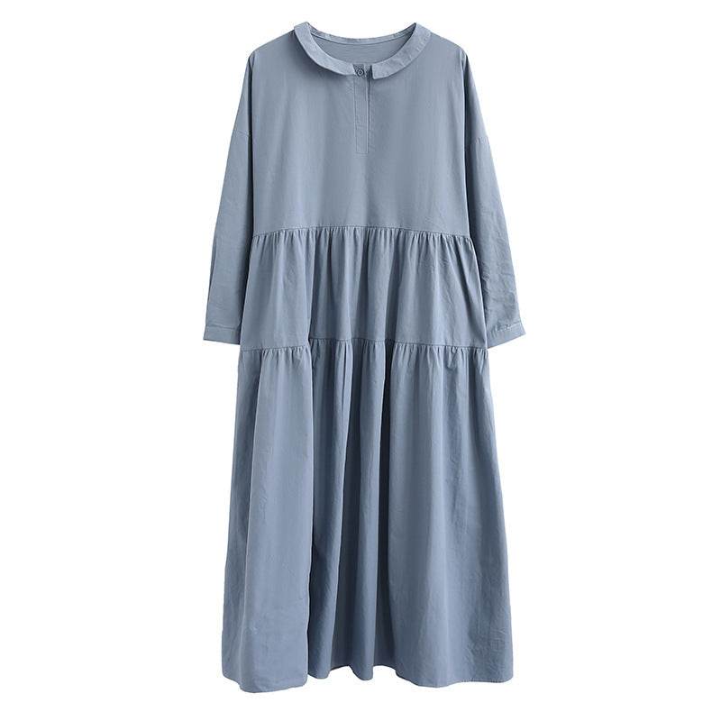 Plus Size Fat MM Long Sleeve Doll Dress Big swing Robe - Mubimart