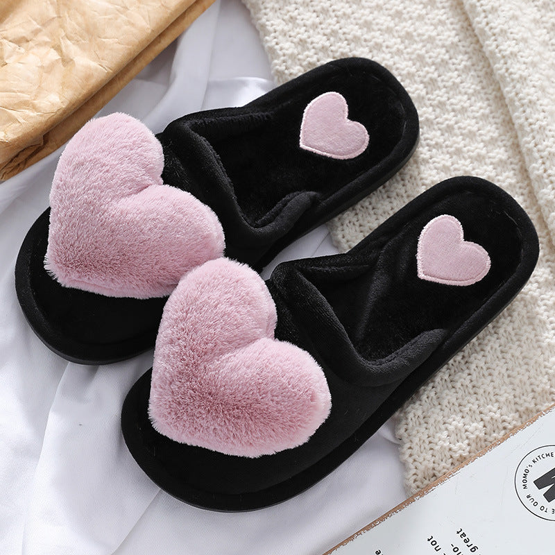 Cute Love Fluffy Slipper Home Slippers - Mubimart -  